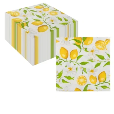Afbeelding van CEILIWEN 120 stuks papieren servetten met tropisch thema, feestservetten citroen, gele citrusvruchten, kleurrijke voor tafeldecoraties, 33 x cm