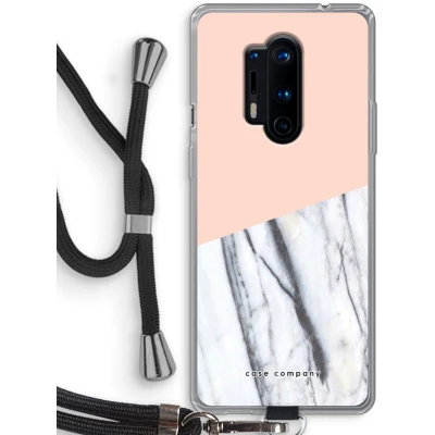 Afbeelding van Case Company® hoesje met Koord geschikt voor OnePlus 8 Pro A touch of peach Telefoonhoesje Zwart Bescherming aan alle Kanten en Over de Schermrand