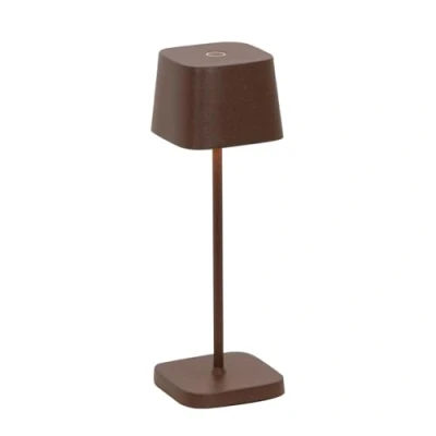 Afbeelding van Zafferano, Ofelia Micro, oplaadbare tafellamp, draadloos, met touch bediening, geschikt voor woonkamer en buiten, dimmer, 2200 3000 K, hoogte 20 cm, kleur Corten