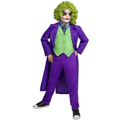 Afbeelding van FUNIDELIA Joker kostuum voor jongens Maat: 107 113 cm Paars