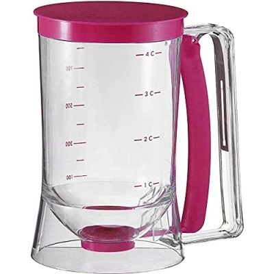 Afbeelding van Taartdeegdispenser met deksel en schaal, bakgereedschap, gebruikt voor het maken van cakes, pannenkoeken, muffins, wafels, 900 ml