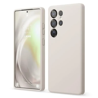 Afbeelding van elago Compatibel met Samsung Galaxy S25 Ultra, vloeibare siliconen hoes, rondom bescherming, krasbestendige zachte microvezelvoering, 17,3 cm (steen)