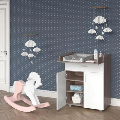 Afbeelding van Vicco Commode Lena, Wit/Sonoma/Sonoma, 75 x 100 cm