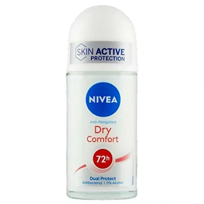 Afbeelding van Nivea Dry Comfort Roll On Deodorant, 6 x 50 ml, anti transpirant, Dual Active formule met dubbel ademend