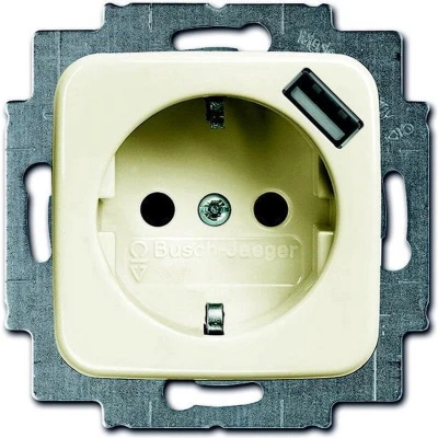 Afbeelding van Busch Jaeger Si wandcontactdoos ra kv + usb voeding crème