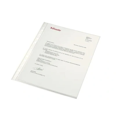 Afbeelding van ESSELTE 56148 Copysafe PP oranje leer met versterking (tas 25 stuks) DIN A4 11 boren
