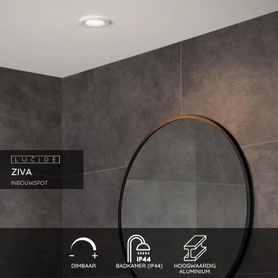 Afbeelding van Lucide ZIVA Inbouwspot Badkamer Ø 8,5 cm 1xGU10 IP44 Wit