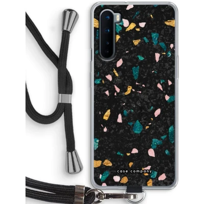 Afbeelding van Case Company® hoesje met Koord geschikt voor OnePlus Nord Terrazzo N10 Telefoonhoesje Zwart Bescherming aan alle Kanten en Over de Schermrand