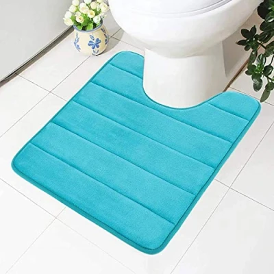 Afbeelding van Homaxy Badmat van traagschuim, antislip onderkant, zacht, waterabsorberend, voor toilet en badkamer, pauwblauw, 50 x 60 cm