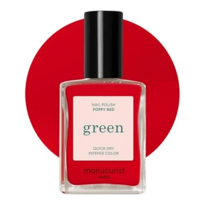 Image de Manucurist Green Vernis à Ongles Classique Naturel 9 Free Bio Sourcé (84%) Manucure Soin des 15ML… (Poppy red)