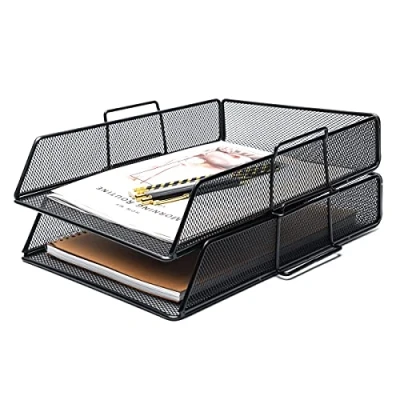 Afbeelding van Exerz 2 stuks papiersorteerder/tafel/bureau organizer/documententas van metaalgaas, multifunctioneel, voor kantoor, school, studie