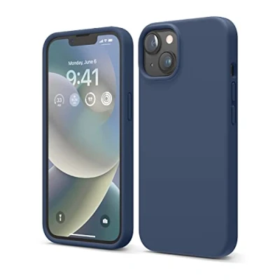 Afbeelding van elago siliconen hoesje compatibel met iPhone 14 Pro (6,1 inch), beschermhoes, volledige bescherming, schokbestendig, 3 structuren, zachte microvezel, voorkomt krassen