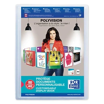 Afbeelding van Oxford Polyvision Personaliseerbare Presentatiealbum, Formaat A4, Uit Pp, 40 Tassen, Transparant Showalbum