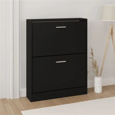 Afbeelding van Schoenenkast 59x17x81 cm bewerkt hout zwart