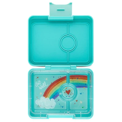 Afbeelding van Yumbox snack lunchdoosje 3 vakken misty aqua rainbow