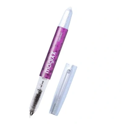 Afbeelding van Online magiXX Balpen, uitwisbaar, paars, met inktpatroon, rollerball lijndikte 0,7 mm, 1 blauwe cartridge, uitwisbare pen voor school, universiteit en kantoor I
