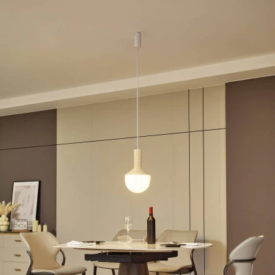Afbeelding van Lucande hanglamp 1licht Keramiek, glas, metaal H: 36 cm E27 beige, opaal