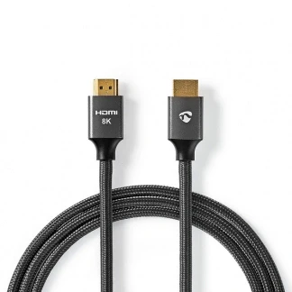 Afbeelding van HDMI kabel 2.1 Nedis 2 meter (8K@60Hz, HDR, Nylon, Antraciet)