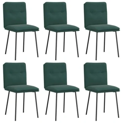 Afbeelding van vidaXL Eetkamerstoelen 6 st fluweel donkergroen