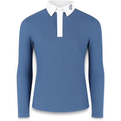 Afbeelding van Kentucky Horsewear Wedstrijdshirt Osaka Showshirt jongen Lange mouw Navy Strikboorkraag Ademend Maat 140