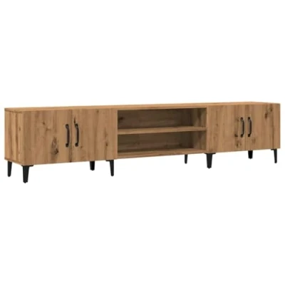 Afbeelding van Tv meubel 180x31,5x40 cm bewerkt hout artisanaal eikenkleurig