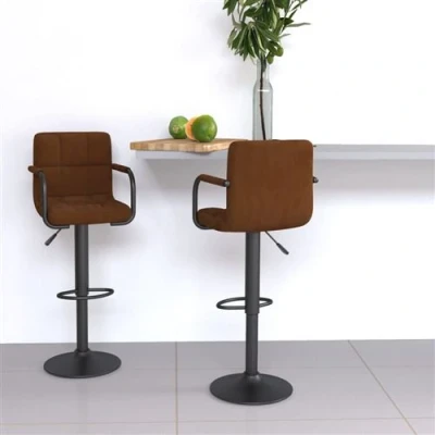 Image de vidaXL Tabourets de bar lot 2 marron velours333267