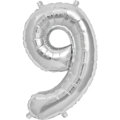 Afbeelding van Ballon cijfers zilver 40 cm Northstar 9