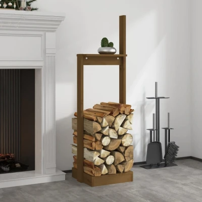Afbeelding van Houtblokhouder 33,5x30x110 cm massief grenenhout honingbruin