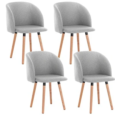 Afbeelding van WOLTU Set van 4 keukenstoelen linnen, eetkamerstoel, lichtgrijs, BH120hgr