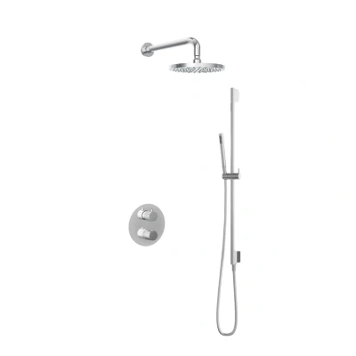Afbeelding van Hotbath Get together Regendoucheset IBS1A Chroom Staaf Handdouche 20cm Hoofddouche Wandarm 35cm met glijstang