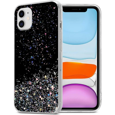 Afbeelding van Cadorabo Hoesje geschikt voor Apple iPhone 11 PRO in Zwart met Glitter Beschermhoes van flexibel TPU silicone fonkelende glitters Case Cover Etui