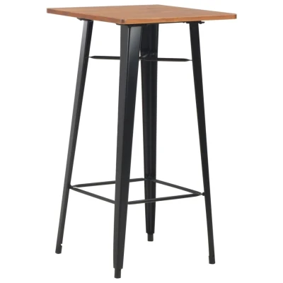 Afbeelding van Bartafel 60x60x108 cm massief grenenhout staal zwart