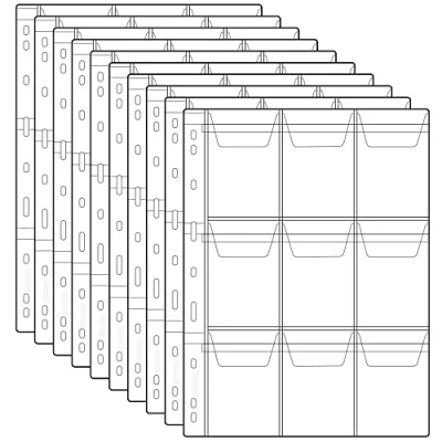 Afbeelding van Uncle Paul CS03009 pagina&#039;s voor zakmunten, 9 rasters/pagina brievenhouder, transparant, postzegelbescherming, muntenverzameling, 10 vellen