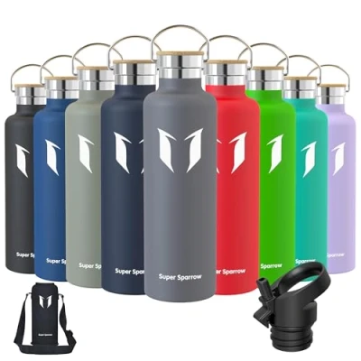 Afbeelding van Super Sparrow thermosfles, 1000 ml, roestvrijstalen drinkfles, standaard, waterdichte drinkfles voor kinderen, BPA vrij, sport, fitnessstudio, reizen