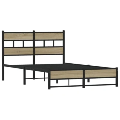 Image de vidaXL Cadre de lit en métal sans matelas chêne sonoma 120x200 cm