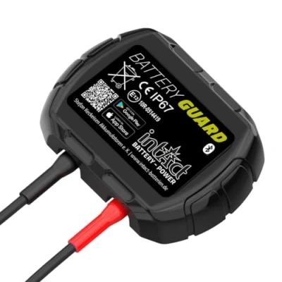 Image de intAct Battery Guard, Moniteur de batterie pour surveillance Bluetooth des batteries au plomb et lithium 12 V, avec affichage la tension température notification push en cas d&#039;état