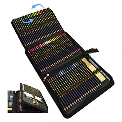 Afbeelding van ZZONEART Aquarel Kleurpotloden, 96 professionele kleurpotloden tekenset, voordelig, met tekenaccessoires en tas, ideaal cadeau voor kunstenaars, volwassenen kinderen