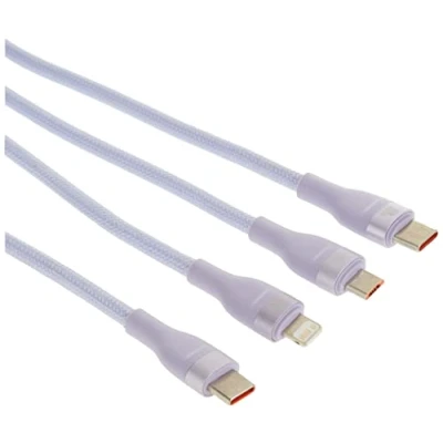 Afbeelding van Baseus USB C naar Lightning/USB C/Micro Kabel 100W 1.5M Paars