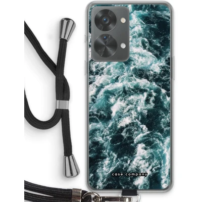 Afbeelding van Case Company® hoesje met Koord geschikt voor OnePlus Nord 2T Zee golf Telefoonhoesje Zwart Bescherming aan alle Kanten en Over de Schermrand