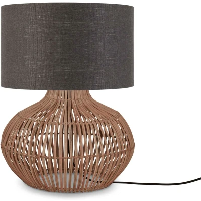Afbeelding van GOOD&amp;MOJO Tafellamp Kalahari Donkergrijs/Rotan Ø32cm Modern