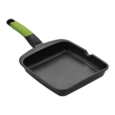 Afbeelding van BRA Prior Grillpan glad 28 cm van gegoten aluminium met anti aanbaklaag Teflon innovaties zonder PFOA, geschikt voor alle warmtebronnen, ook inductie