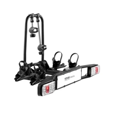 Image de VEVOR 2 x 65 kg porte vélos pliable, de coffre, compatible avec les récepteurs 5 cm, pliable et verrouillable, feu arrière
