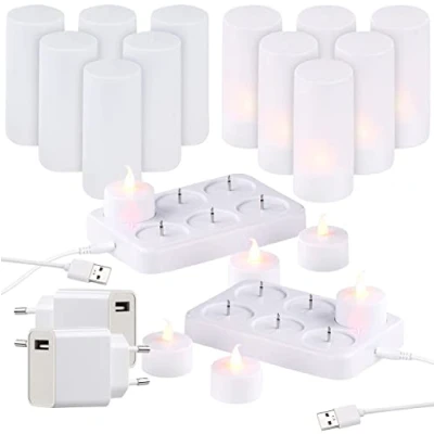 Afbeelding van Lunartec Set van 2 oplaadbare theelichtjes met 6 led en