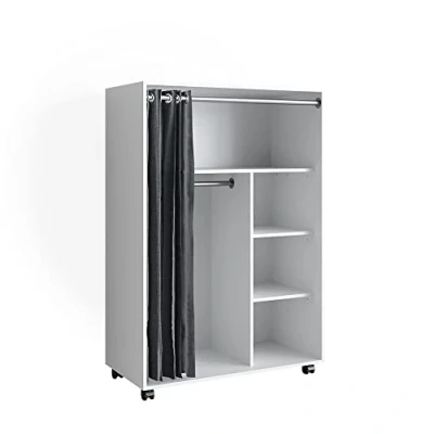 Afbeelding van Vicco Kledingopslagkast Doros, Wit/Wit, 100 x 146.6 cm Met rollen