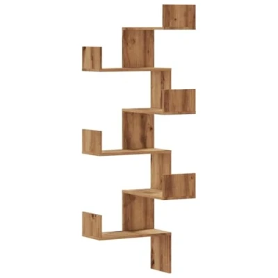 Afbeelding van vidaXL Hoekwandschap 45x45x147 cm bewerkt hout artisanaal eikenkleurig