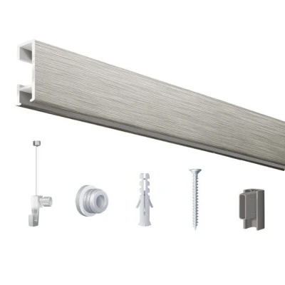 Afbeelding van Click Rail / Ophangrail Geborsteld Zilver Complete Set 100 cm