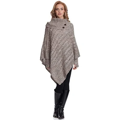 Afbeelding van Merry Style Dames poncho N4293, Beigemelange