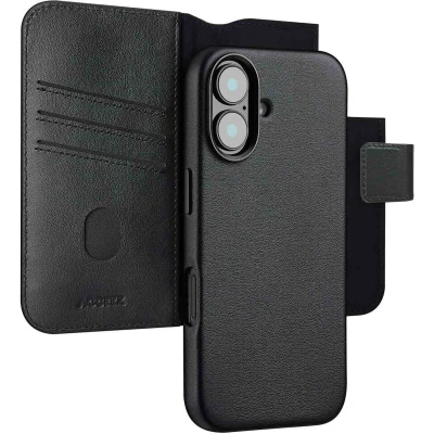 Afbeelding van Accezz Leather Bookcase 2 in 1 met MagSafe voor de Apple iPhone 16 Onyx Black