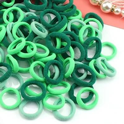 Afbeelding van 100 stuks mini haarelastiekjes voor baby&#039;s, kleurrijke paardenstaart stropdassen, meerkleurig, kinderen, kleine meisjes, groen