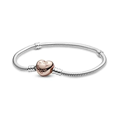 Afbeelding van Pandora Moments slang schakelarmband met hartsluiting, 21 EU, Gelegeerd staal, zonder steen